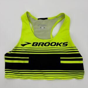 BROOKS Elite Crop Tank Shirt Size M Pullover Shelf Bra Racing Running